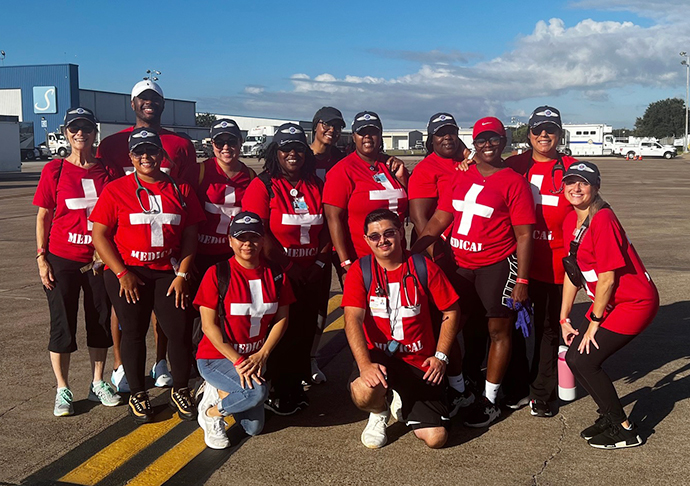 Nursing students pose at Houston Airshow.