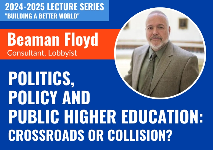 Lecture Series flyer with photo of Beaman Floyd