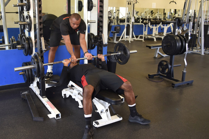 students working out at gym