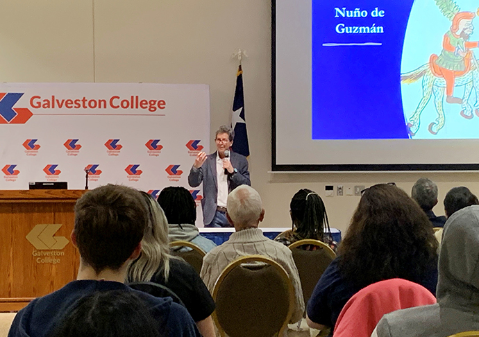 UC-Davis History Professor, Andrés Reséndez, Ph.D., speaking at Galveston College