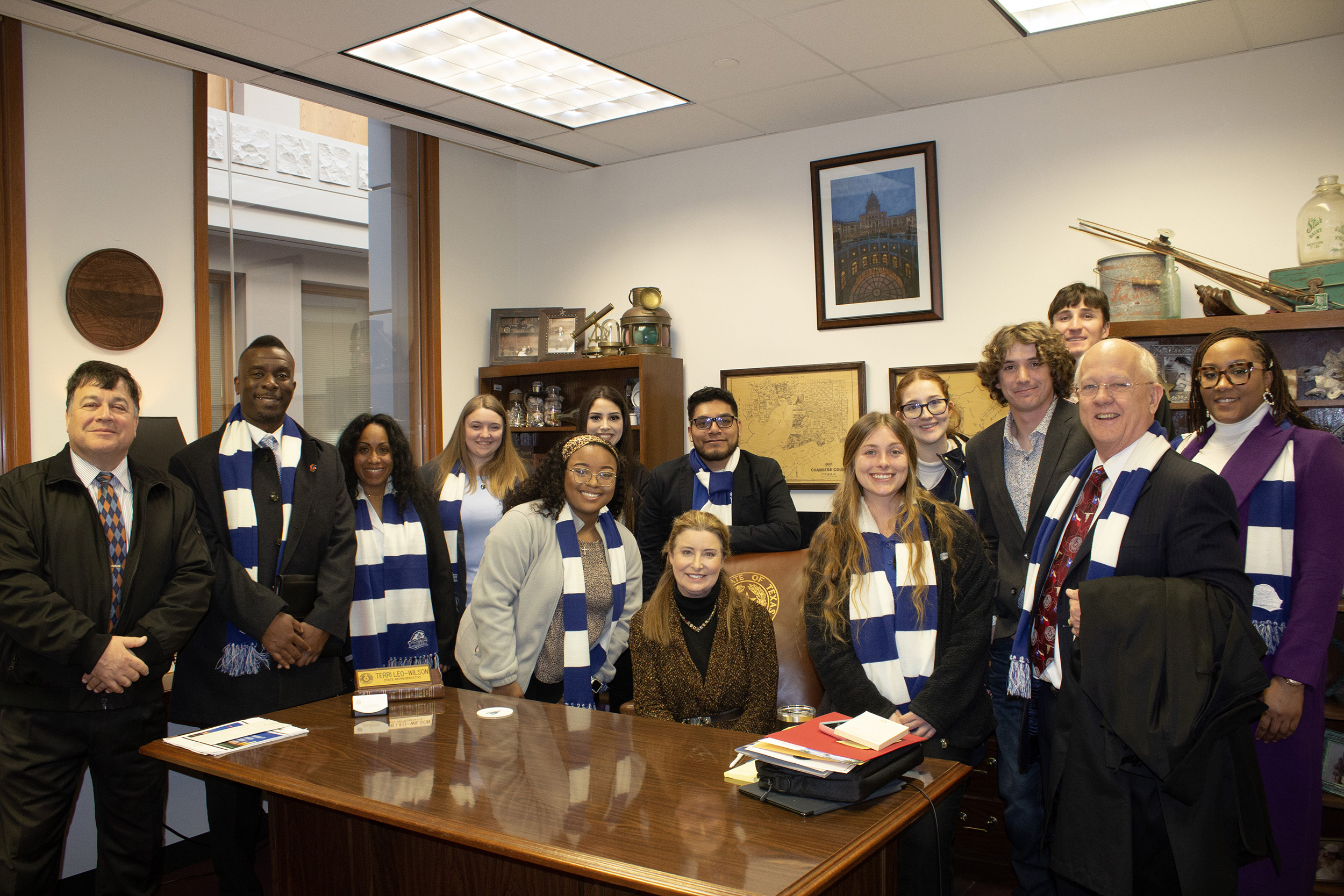 Galveston College students and administrators met with Texas Sen. Mayes Middleton and Texas Rep. Terri Leo-Wilson during Community College Day at the Capitol on Jan. 26, 2023.